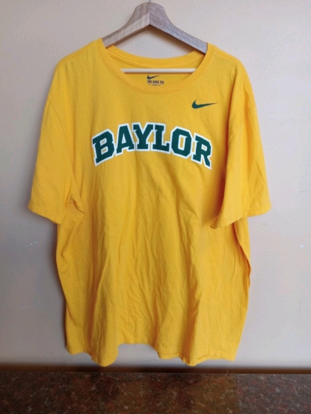 Nike Baylor Yellow T-Shirt with Blue Logo Print